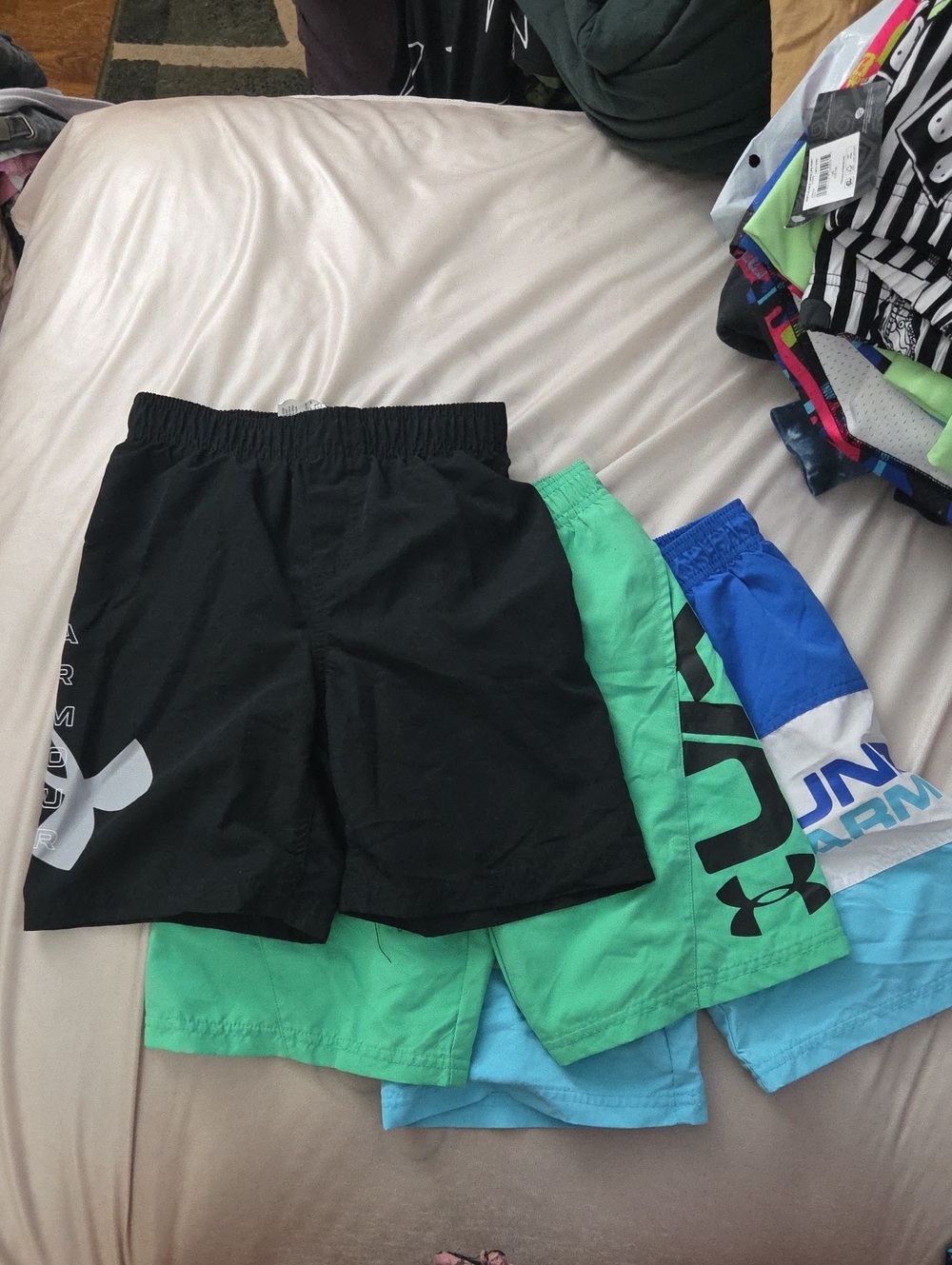 Under Armour Kids Swim Trunks - Black, Mint, Blue Size 6